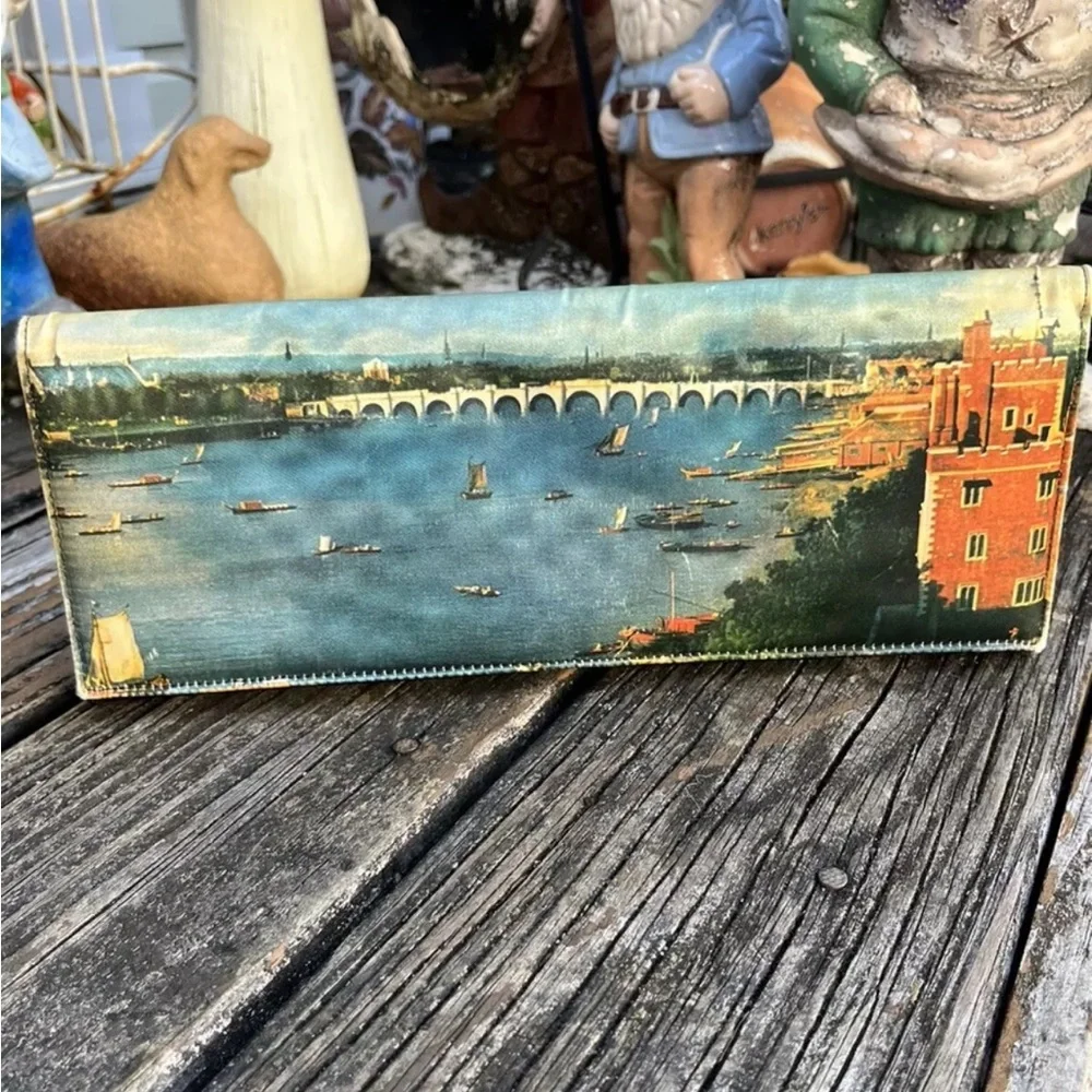 Bag By Triangle New York Clutch Scenic Black Purse Rectangle Vintage 70s 80s
